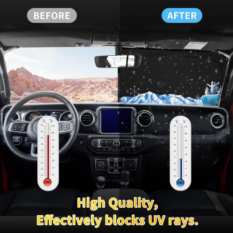 ZOIBV Sun Shade Sunshade for 2016-2025 Mercedes-Benz GLC300 GLK SUV Windshield Cover, 4-Layer Front Window Shade Custom fit Sun Visor 240T Retractable Shield Shade Blocks UV Rays Cooler Car Accessories - Image 5
